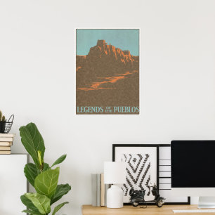 Vintage Travel Poster, Taos Pueblos, New Mexico Poster