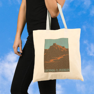 Vintage Travel Poster, Taos Pueblos, New Mexico Tote Bag
