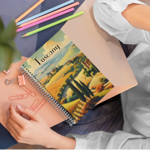 Vintage Travel Poster Tuscany, customizable Notebook