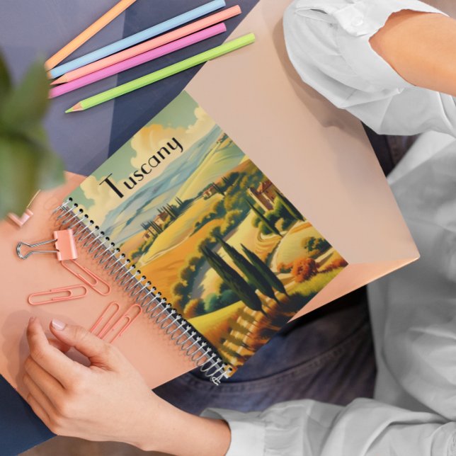 Vintage Travel Poster Tuscany, customizable Notebook (Creator Uploaded)