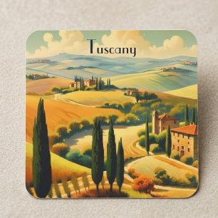 Vintage Travel Poster Tuscany, customizable Square Sticker