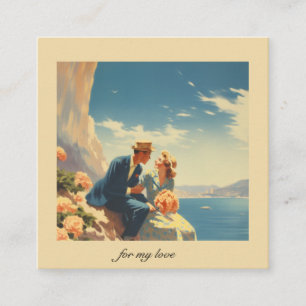 Vintage Travel Poster, Valentine customizable Enclosure Card