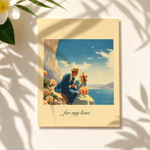 Vintage Travel Poster, Valentine customizable Postcard