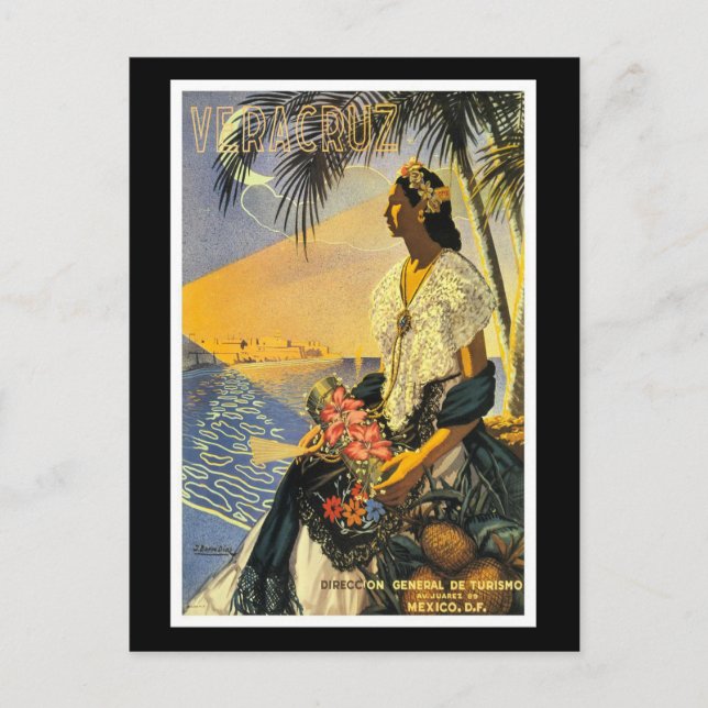 Vintage travel poster, Veracruz, Mexico, Postcard (Front)