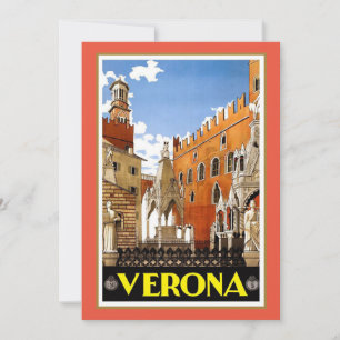 Vintage travel poster, Verona, Italy,  Card