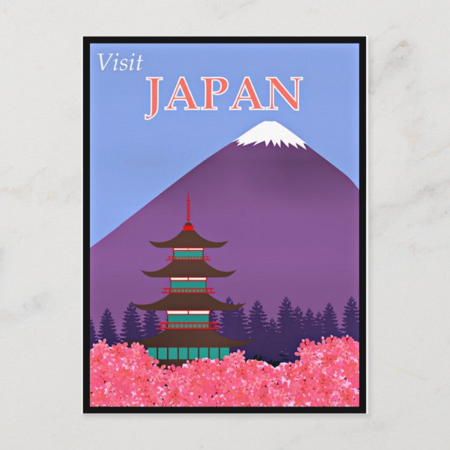 Vintage travel poster, Visit Japan Postcard (Front)