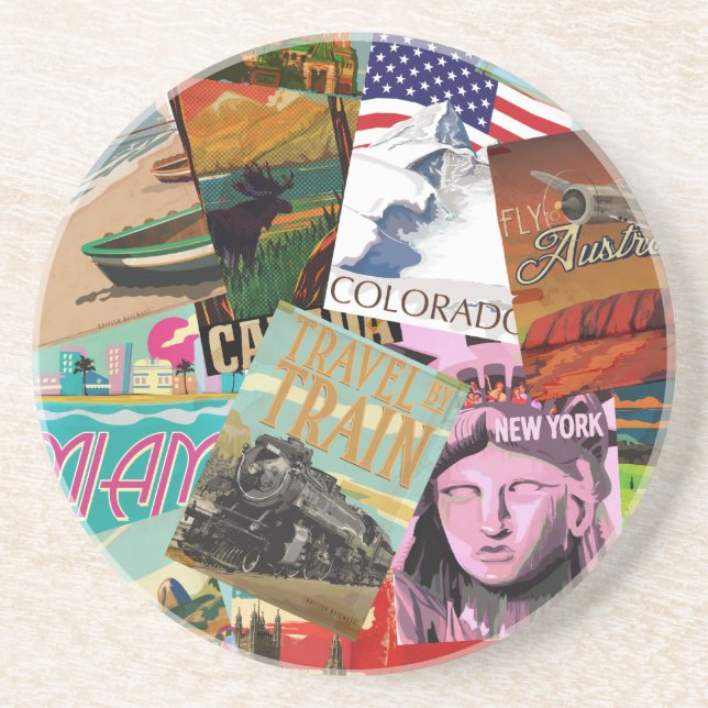 Vintage Travel Posters Coaster (Front)