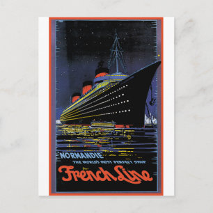 Vintage Travel Posters: French Line Normandie Postcard
