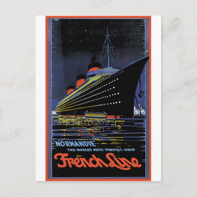Vintage Travel Posters: French Line Normandie Postcard (Front)