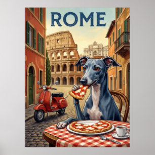 Vintage Travel Posters Rome Italy Dog Pizza