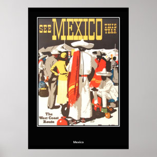 vintage Travel Print Poster Mexico