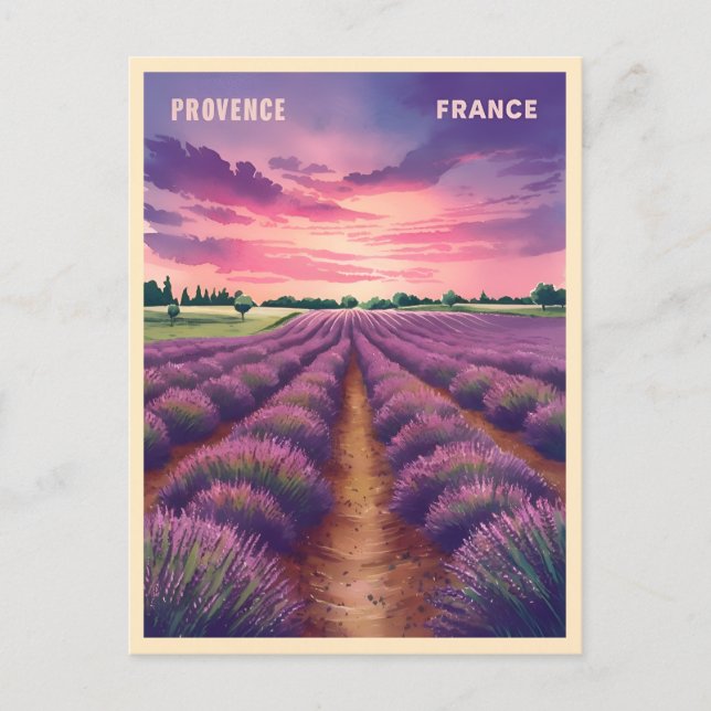 Vintage Travel Provence France Lavender Fields Postcard (Front)