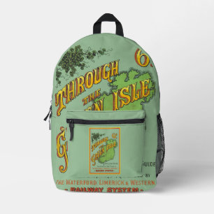 Vintage Travel Railroad Tourist Guide to Ireland  Printed Backpack