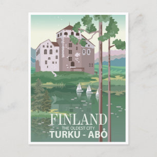 Vintage travel retro Finland turku-Abo Lapland Postcard