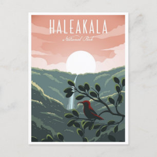vintage travel retro Haleakala Hawaï national park Postcard