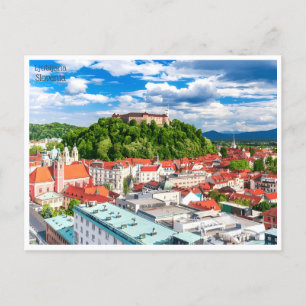 vintage travel retro Ljubljana Slovenia Slovénie Postcard