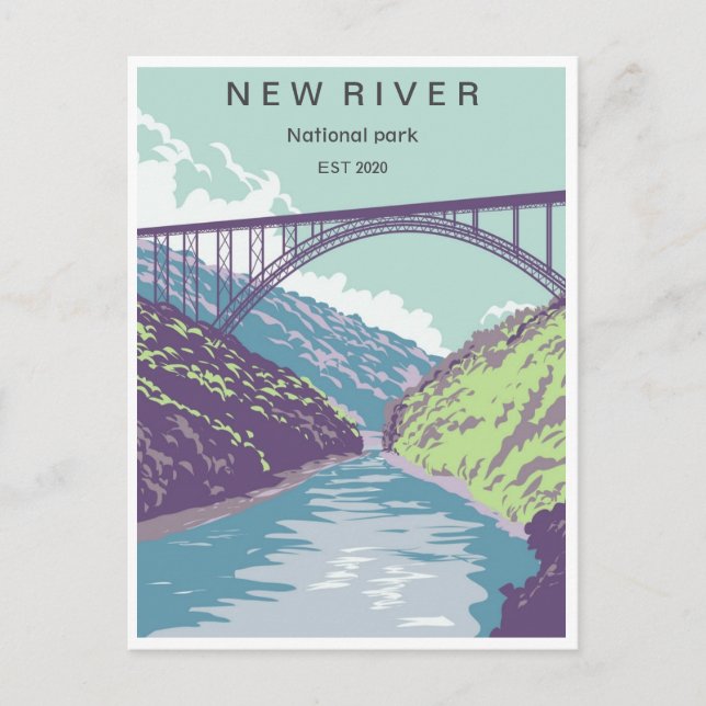 vintage travel retro New River national park Postcard (Front)