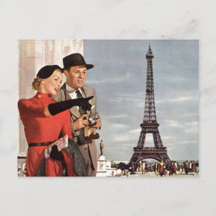 Vintage Travel - Retro Paris - Eiffel Tower Postcard
