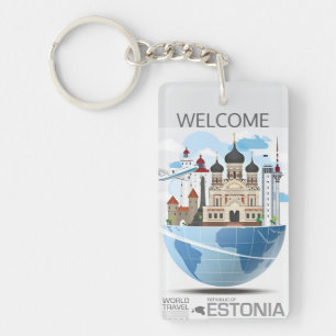 vintage travel retro souvenir Estonia tourism Keychain