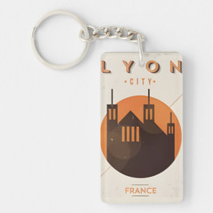 vintage travel retro souvenir Lyon france tourism Keychain