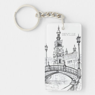 vintage travel retro souvenir Seville españa Keychain