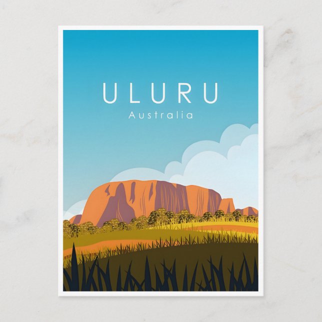 vintage travel retro Uluru Australia Australie Postcard (Front)