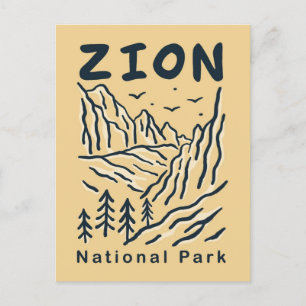 vintage travel retro ZION national park Postcard