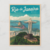 Vintage Travel Rio de Janeiro Brazil Retro Scenic