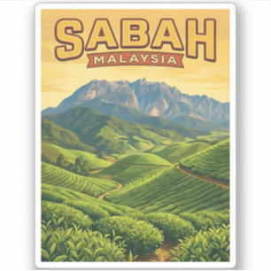 Vintage Travel Sabah Borneo Malaysia Nature Retro