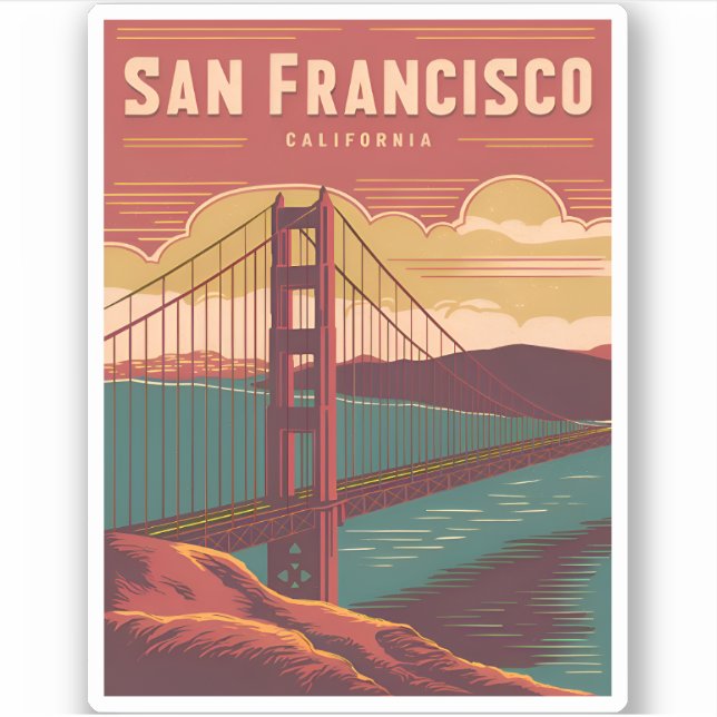 Vintage Travel San Francisco Golden Gate Bridge (Front)