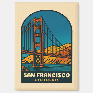 Vintage Travel San Francisco Golden Gate Bridge Magnet