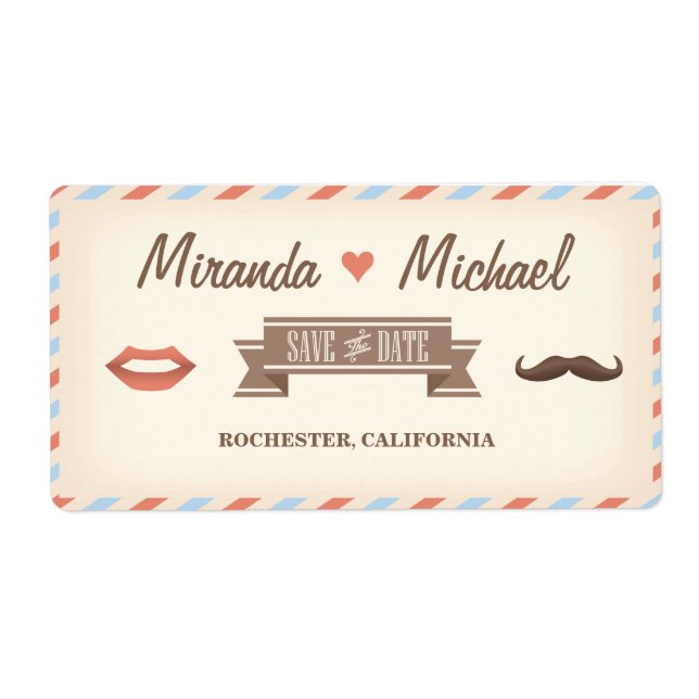 Vintage Travel Save The Date address label (Front)