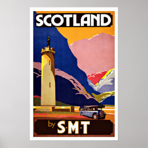Vintage Travel Scotland By Bus Poster