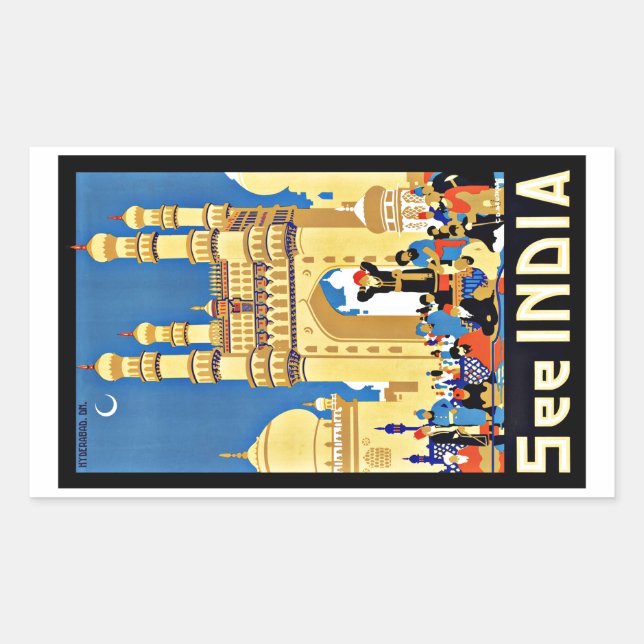 Vintage Travel See India Aisa Sticker (Front)