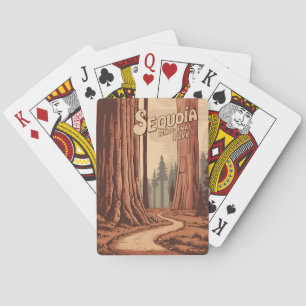 Vintage Travel Sequoia National Park Retro Graphic Playing Cards