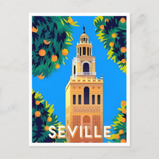 vintage travel Seville Spain Sevilla city tourism Postcard