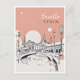 vintage travel Seville Spain Sevilla city tourism Postcard