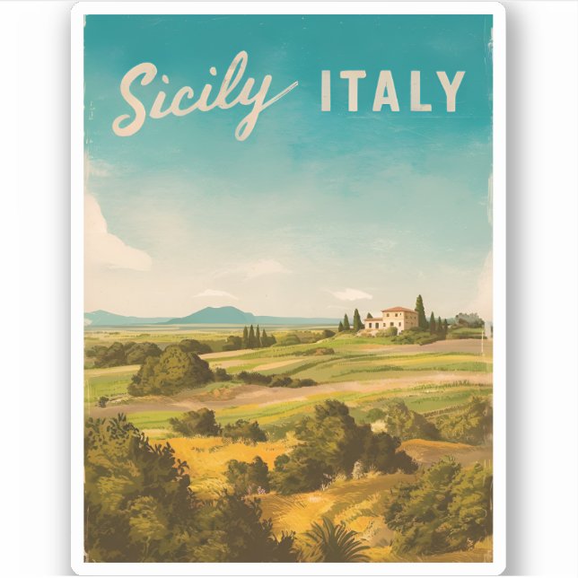 Vintage Travel Sicily Italy Retro Scenic (Front)