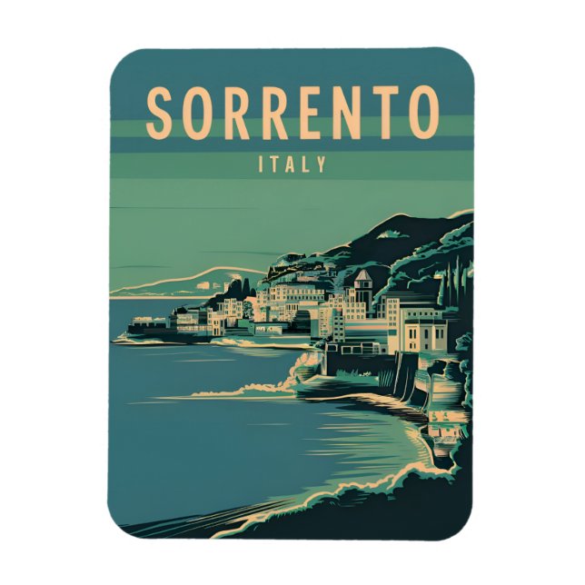Vintage Travel Sorrento Italy Retro Graphic Magnet (Vertical)