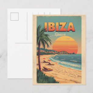 vintage Travel spain IBIZA Balearic islands gifts Postcard