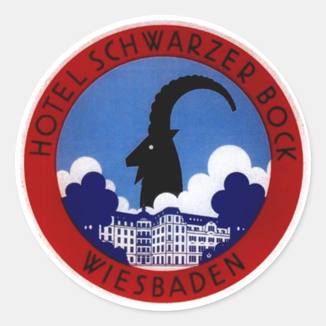 Vintage Travel Stickers Wiesbaden Germany Alps mtn (Front)