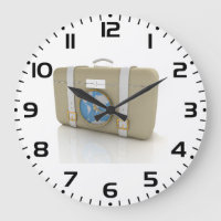 Vintage Travel Suitcase Clock World Map
