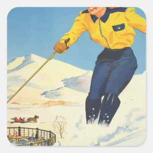 Vintage Travel Sun Valley Idaho Square Sticker