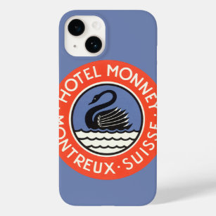 Vintage Travel, Swan Bird Hotel Monney Switzerland Case-Mate iPhone 14 Case
