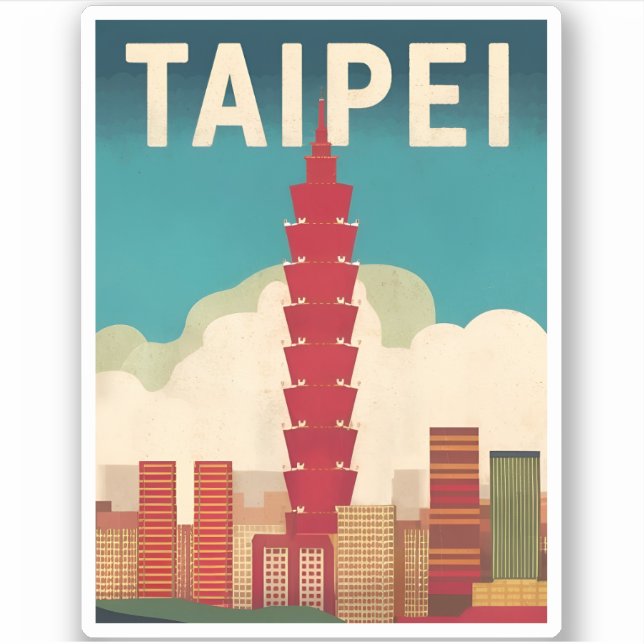 Vintage Travel Taipei 101 Taiwan Retro Graphic (Front)