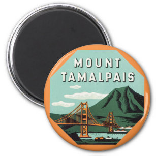 Vintage Travel, Tamalpais Mountain or Mount Tam Magnet