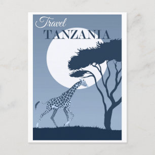 Vintage Travel Tanzania Africa African Giraffe Postcard