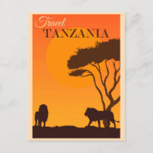 Vintage Travel Tanzania Africa Lion Postcard