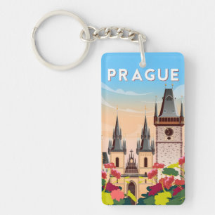 vintage travel tchéquie Prague Tchécoslovaquie  Keychain