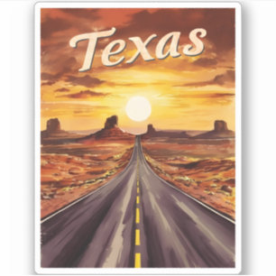 Vintage Travel Texas Landscape Retro Scenic Sunset